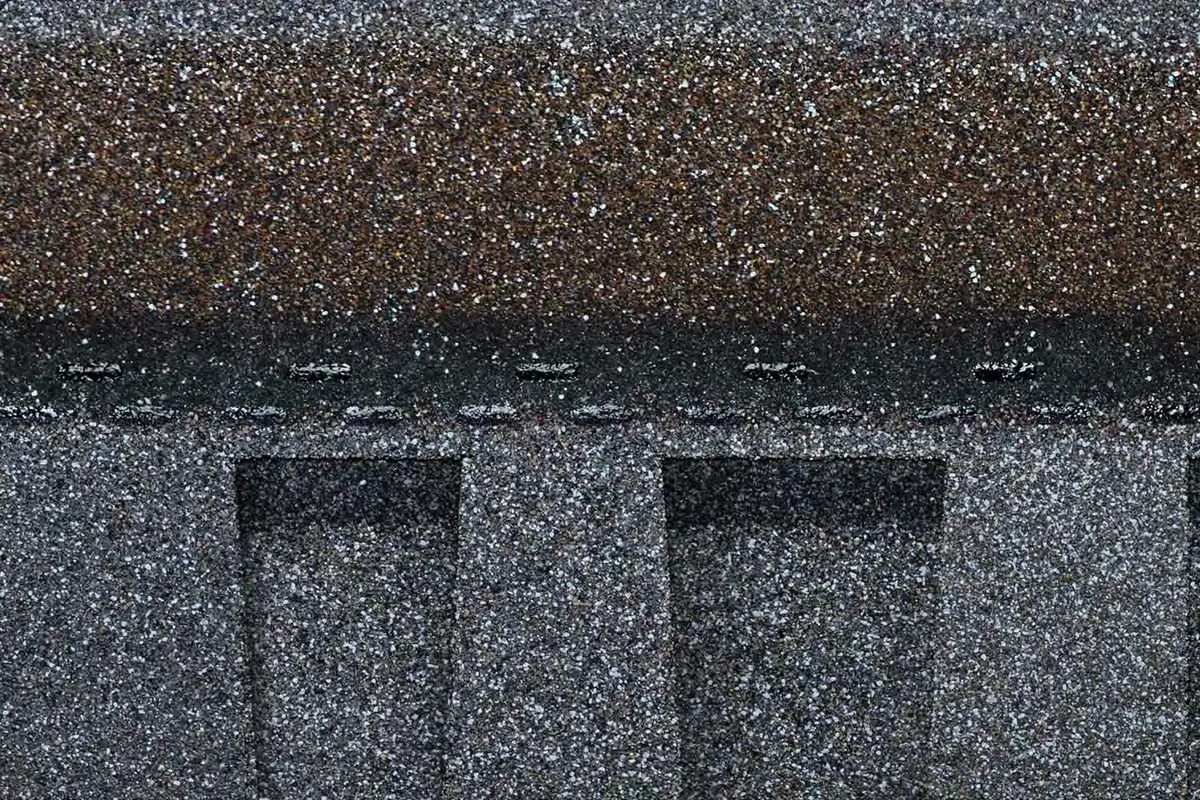 Close-up of an Atlas HP42 shingle showing the sealant line and the Sweet Spot nailing area