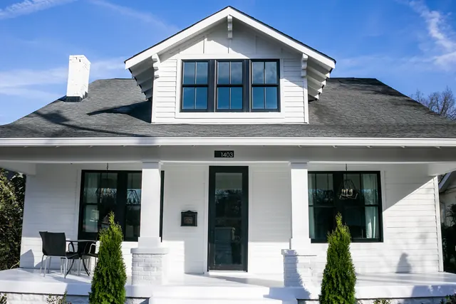 Craftsman bungalow in white LP SmartSide lap siding and trim