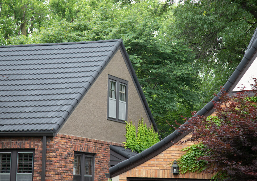 Unified Steel stone-coated steel panels on residential gable